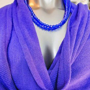 Klein Scarf & Vintage Glass Necklace in Purple & Blue